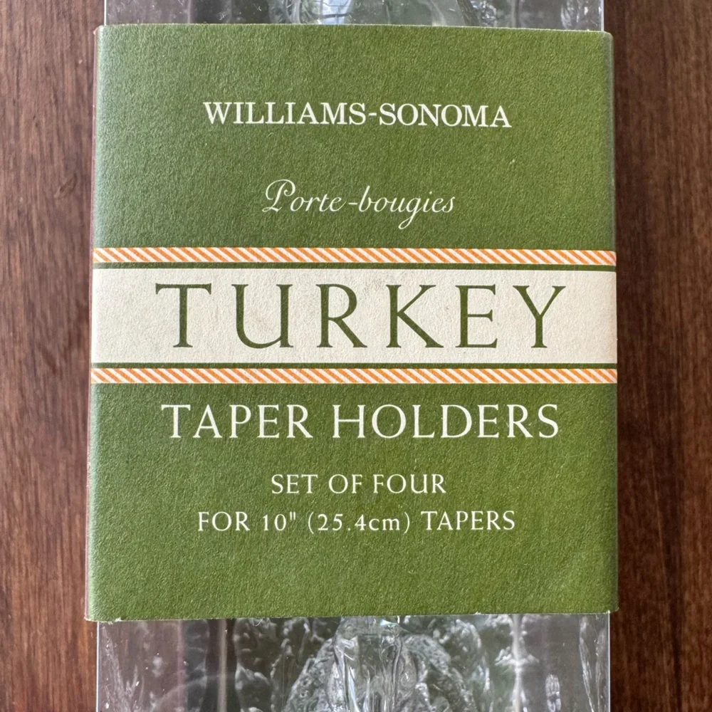 Williams Sonoma Crystal Turkey Taper Holders - Set of 4